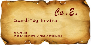 Csanády Ervina névjegykártya